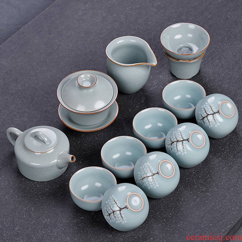 Your up tea sets a visitor office make tea can keep ice crack glaze ceramic cup lid to use home sitting room