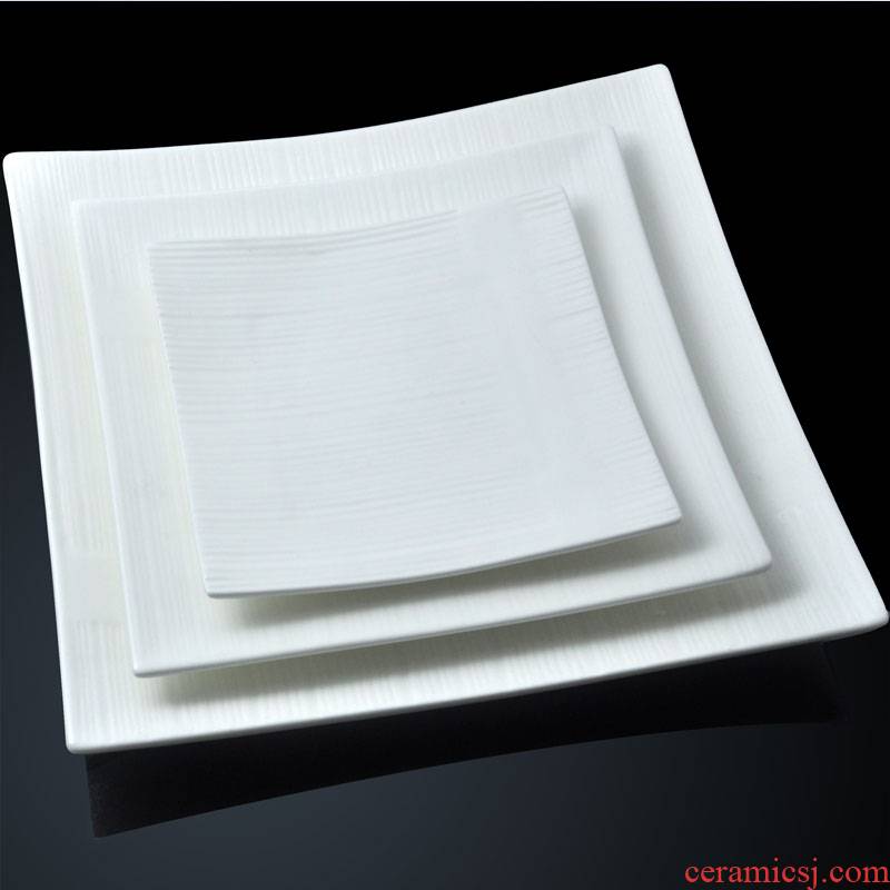 Qiao mu heavy pure white ceramic side dish western dishes square plate continental food steak