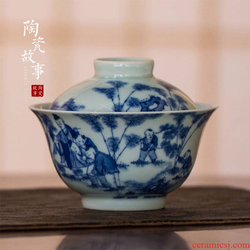 High - end checking hand - made ceramic story town tureen three tureen tureen only a single bamboo baby play
