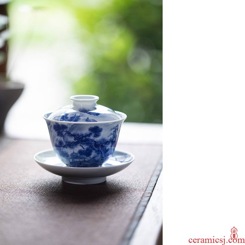 Lin Yin panasonic talk only three tureen jingdezhen porcelain high - end tureen hand - made teacup single tea bowl