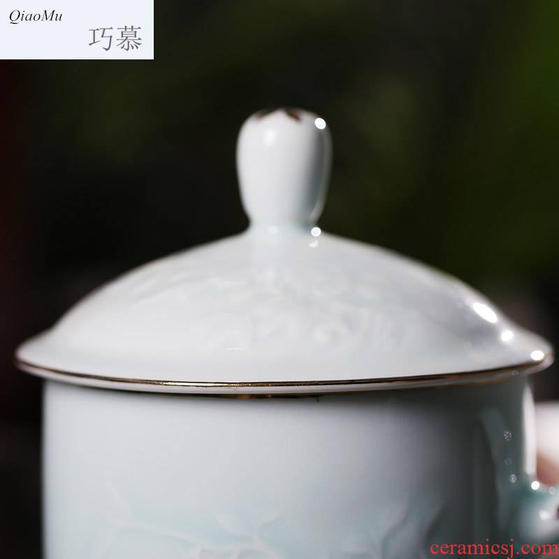 Qiao mu JYD jingdezhen ceramic cups with cover cup by BeiYing green tea cup paint office meeting