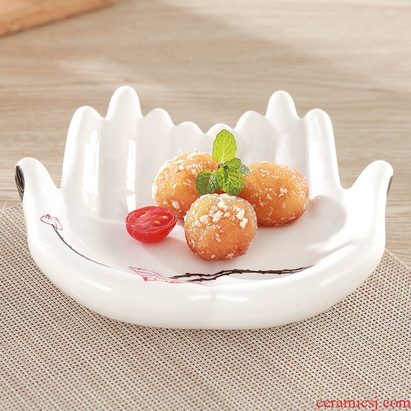 Hui shi new a lotus creative irregular porcelain dish artistic conception plate special - shaped hotel tableware move life