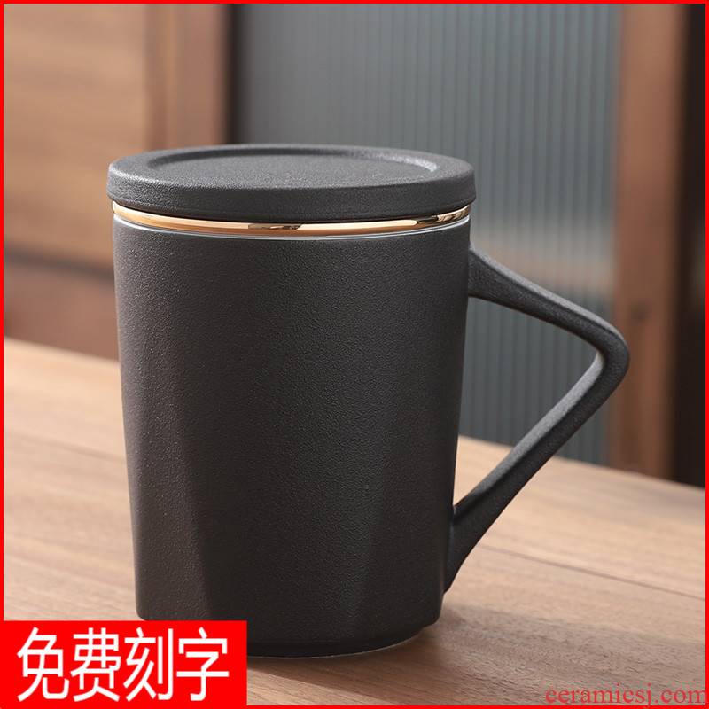 Contracted ceramic cup with ms) office make tea cup for male water separation filter glass