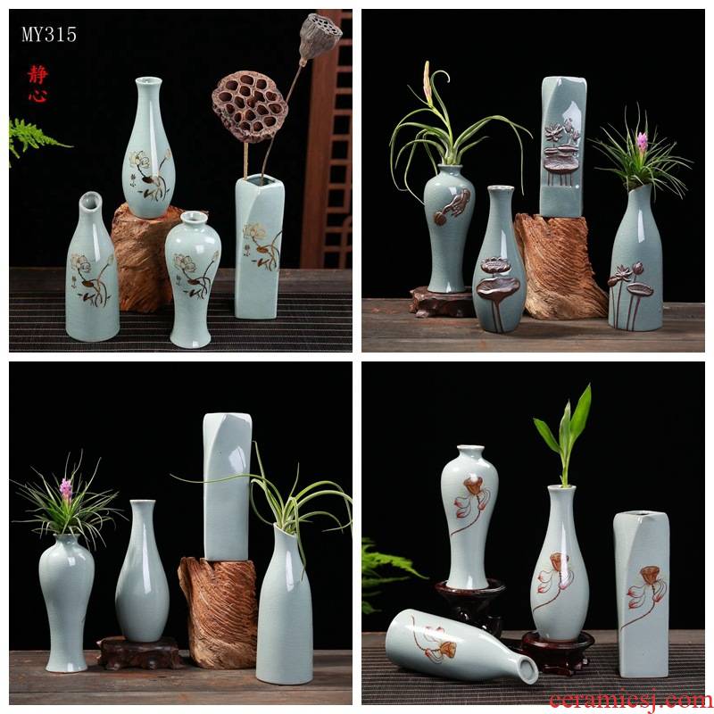 Creative vintage contracted elder brother up floret bottle home furnishing articles can be dried flowers hydroponics Chinese zen ceramic vases, the sitting room