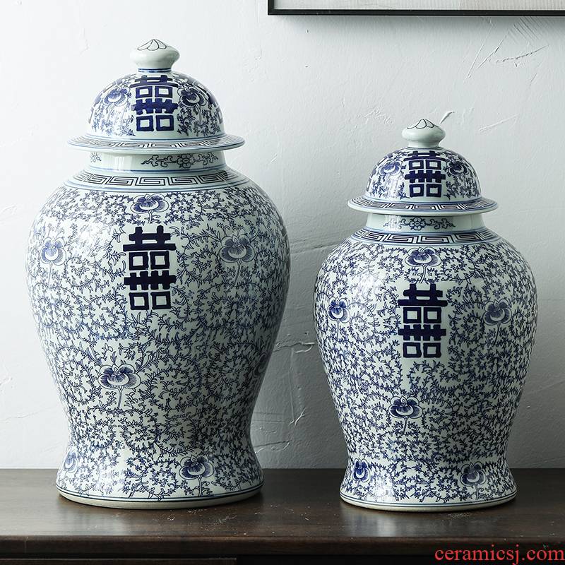General happy character canister to antique antique porcelain jingdezhen ceramics happy character cover General can happy character as cans ceramic pot