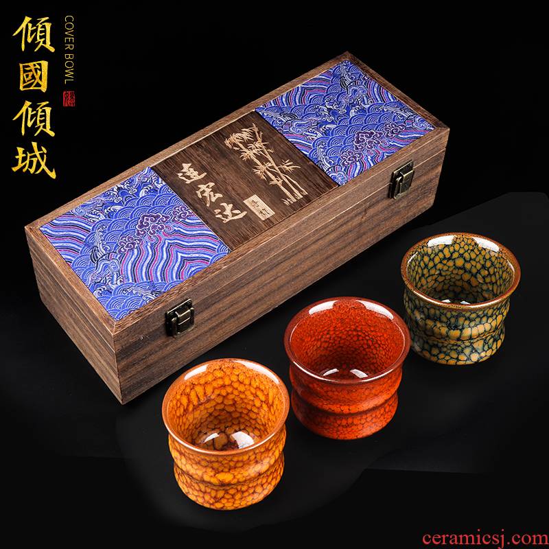 Artisan fairy jianyang built one variable checking ceramic cups household partridge spot iron tire kung fu tea masters cup