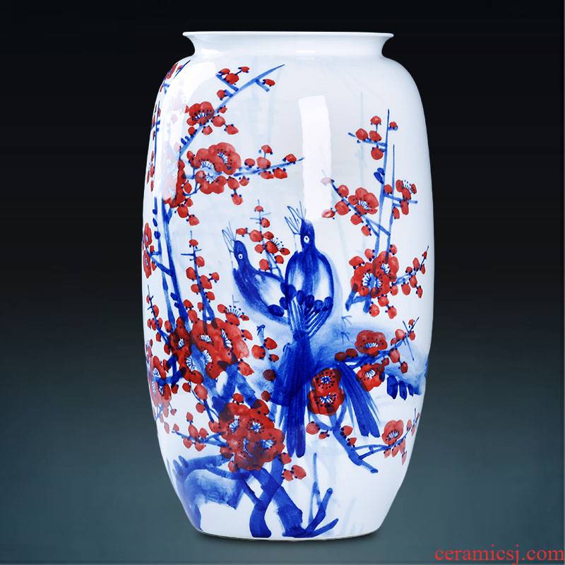 Jingdezhen ceramics hand - made color under the glaze of blue and white porcelain vase example room sitting room adornment of Chinese style household furnishing articles