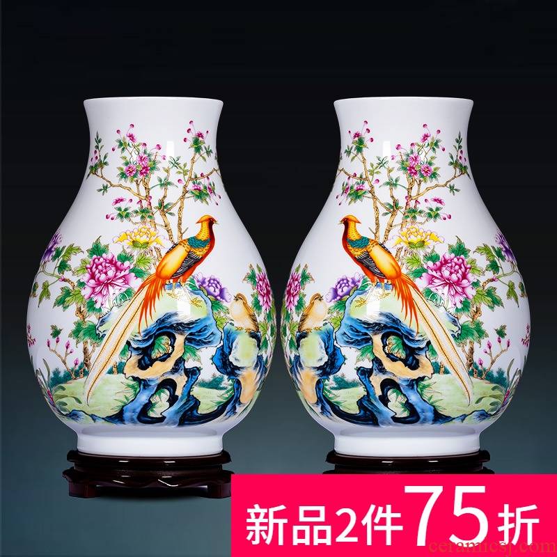 New Chinese style household jingdezhen ceramics powder enamel vase expressions using keep lucky bamboo flower arrangement sitting room adornment is placed