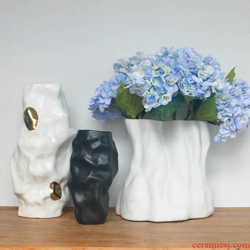 Scandinavian modernism plait wrinkle contracted household ceramic vase porch TV ark, creative flower, adornment is placed