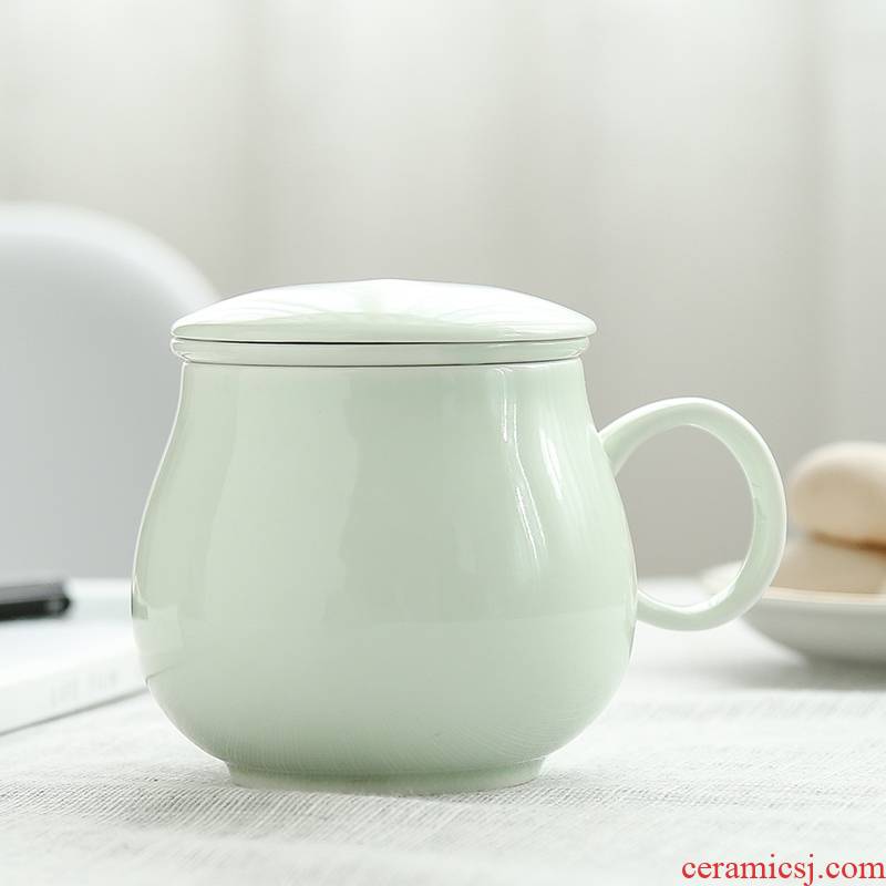 Qiao mu creative celadon) tea with cups of tea every lid about keller keller cup coffee cup
