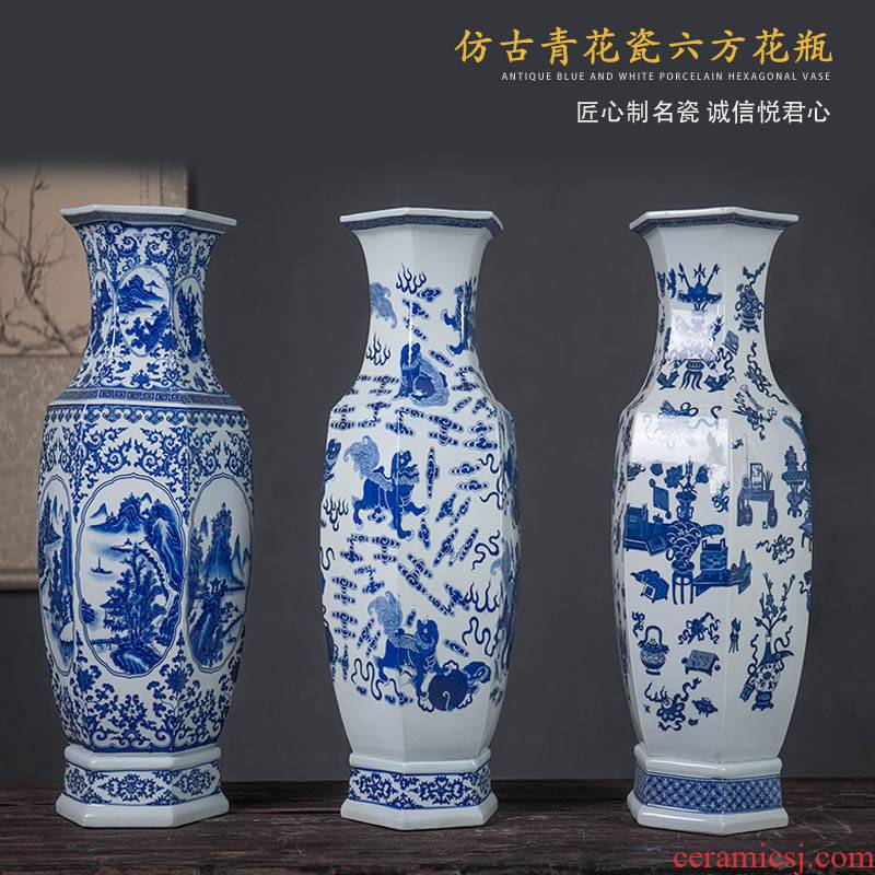 Jiangnan landscape between blue and white porcelain vase jingdezhen ceramic tea example Chinese style household adornment furnishing articles