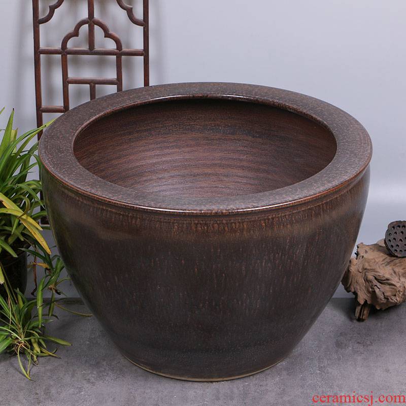 Jingdezhen ceramic VAT manual cylinder feng shui home fish basin to the lotus pond lily bowl lotus goldfish bowl courtyard cylinder