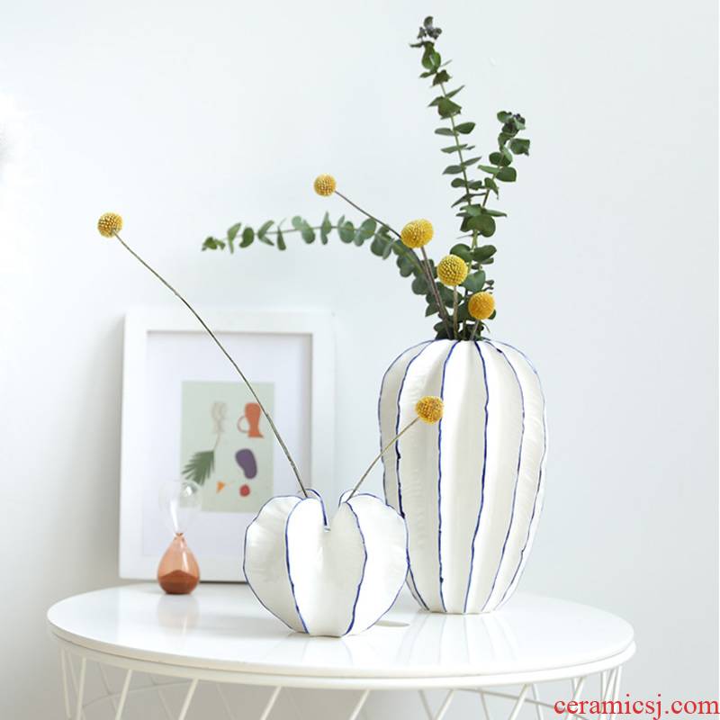 Creative jingdezhen ceramic vase furnishing articles Nordic sitting room of I and contracted dry flower arranging flowers light key-2 luxury home decoration