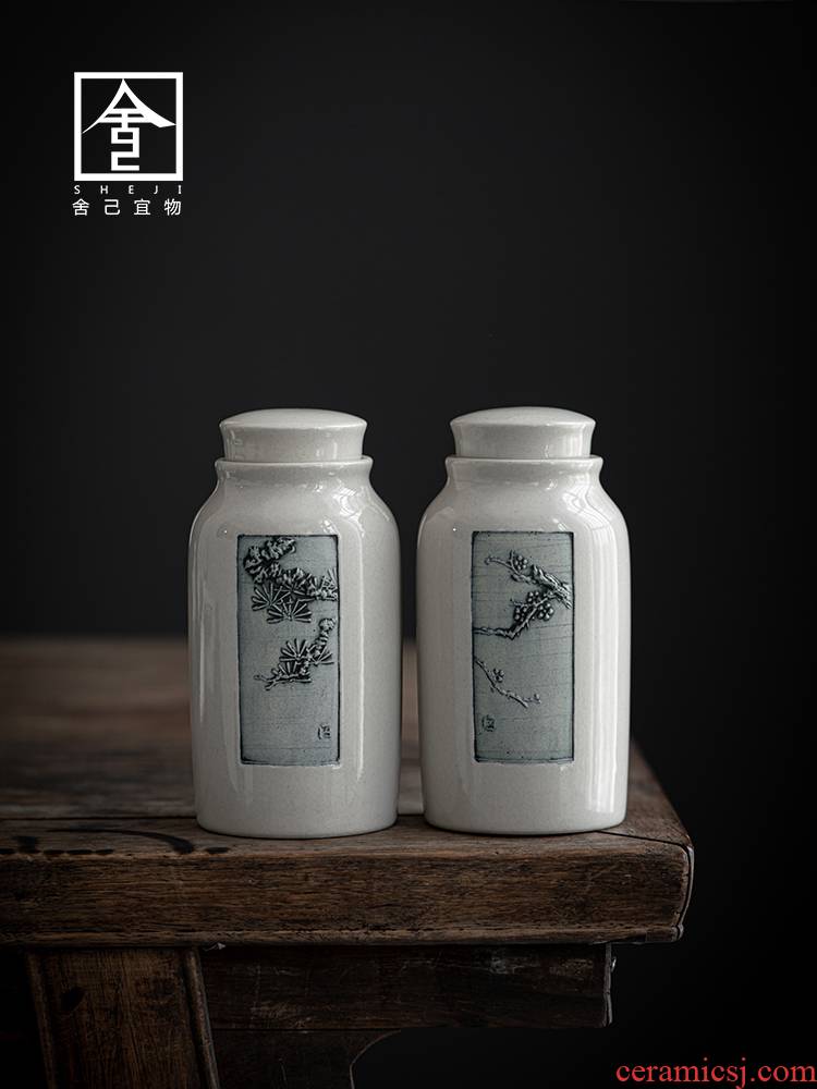 The Self - "appropriate content of Chinese style tea canister receives restoring ancient ways ceramic sealed jar jar manually store receives the hand - cut tanks