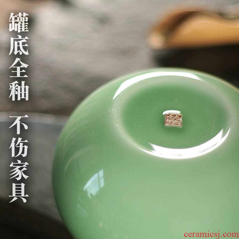 Qiao mu QYX longquan celadon checking ceramic metal large POTS tea caddy fixings household seal POTS