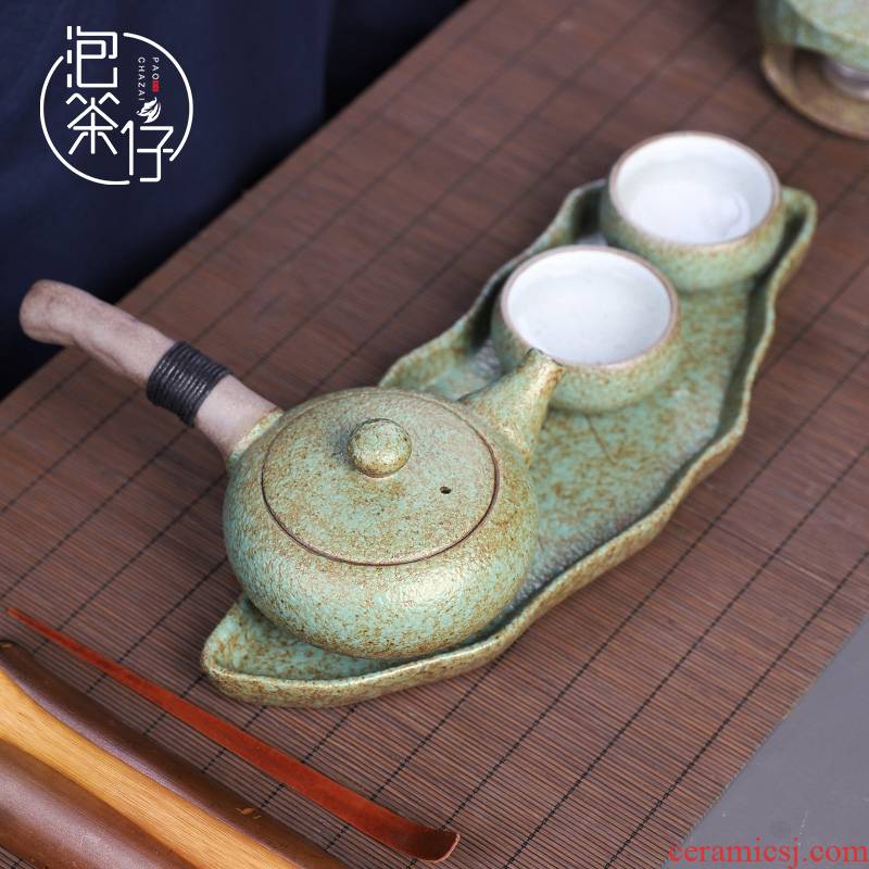 Japanese coarse pottery teapot tea ware kung fu tea pot small home side pot of ceramic filter single pot of restoring ancient ways