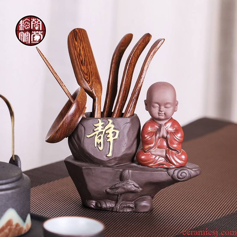 Tea sets accessories 6 gentleman Chinese violet arenaceous the young monk Tea taking to receive tube furnishing articles wenge ChaGa ChaZhen
