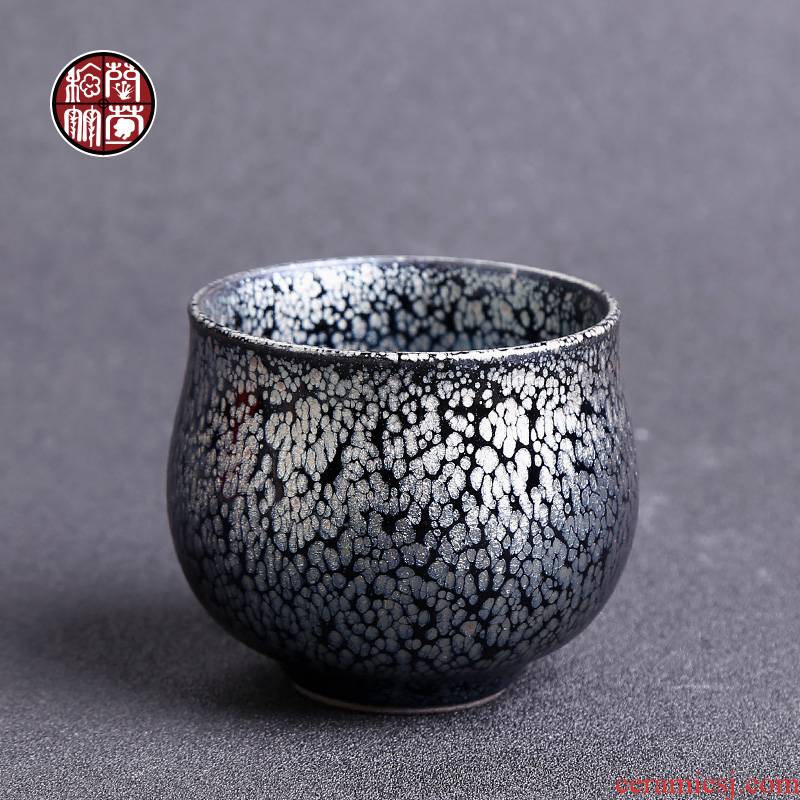 Travel around jianyang masters hand built lamp cup black silver drop waist drum bowl masters cup of checking ceramic tea cup