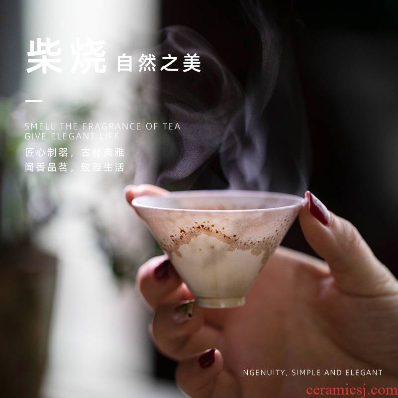 Firewood mountain contributor perfectly playable cup jingdezhen natural dust to make a fire unglazed ceramic masters cup cup by hand