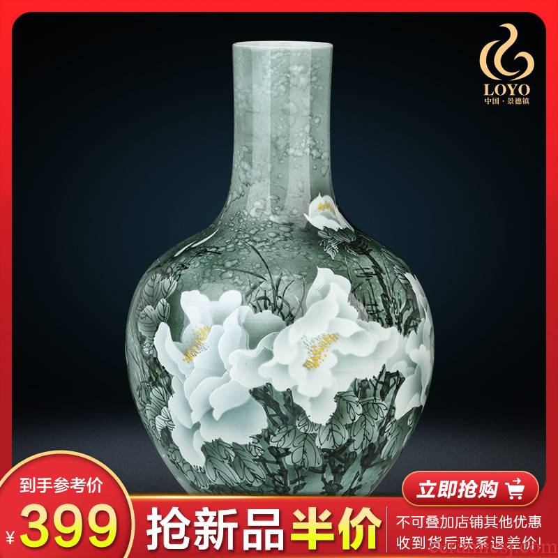 Jingdezhen ceramics hand - made vases, flower arranging carving furnishing articles of Chinese style household living room TV cabinet desktop decoration