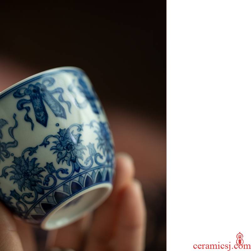 Day blue green room sweet work patterns and a cup of jingdezhen ceramic sample tea cup kung fu tea cups by hand