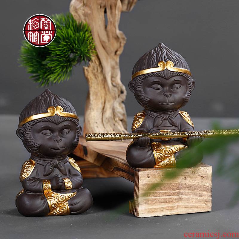 Purple sand tea pet quality manual fuels the Monkey King, the great small place play decoration decoration home tea tea