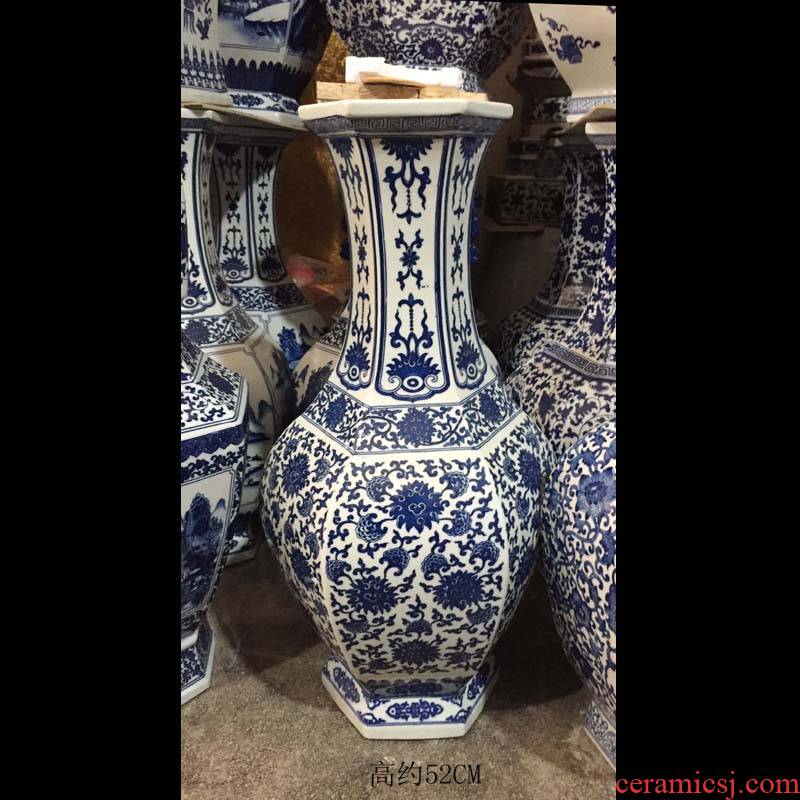 Jingdezhen porcelain 50 to 55 to 60 cm abnormity antique porcelain vase lion figure porcelain vase polyhedral bottle picture