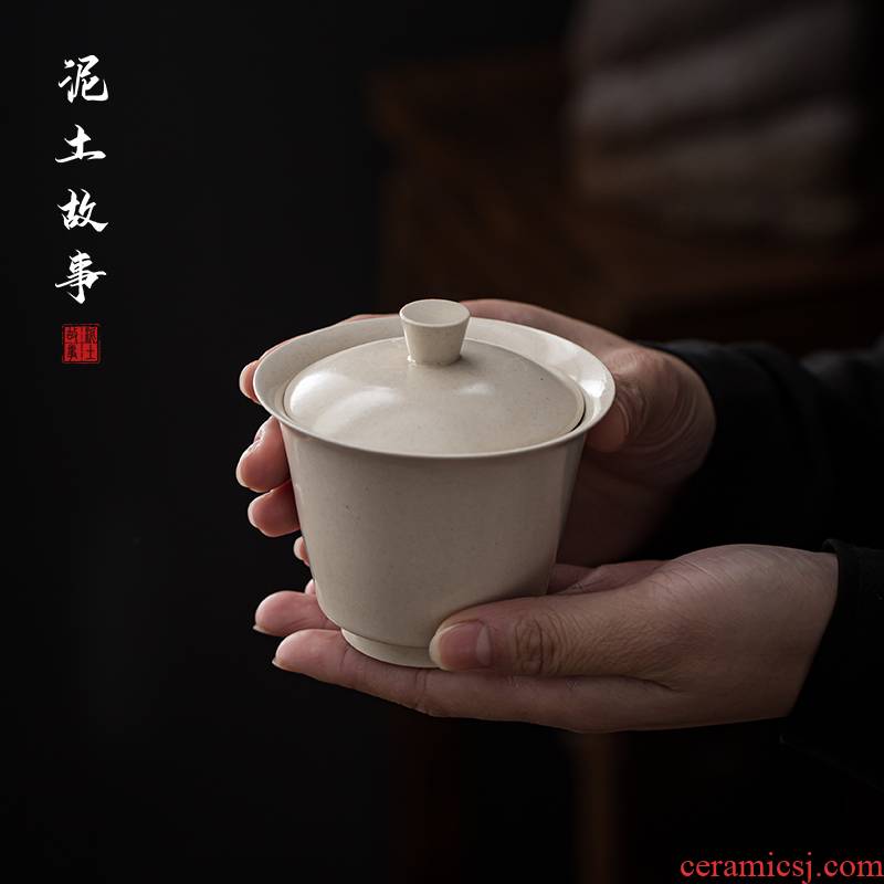 Plant ash tureen only three ceramic bowl hand made big bowl tea bowl cups to archaize kung fu tea cups