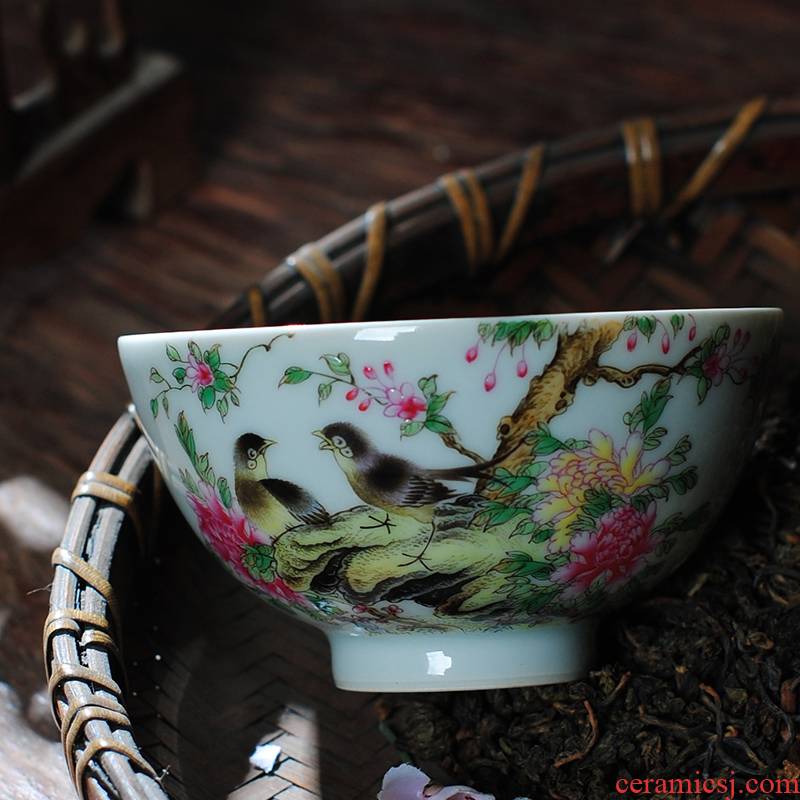 【 7.5 】 jingdezhen pure manual hand - made heavy powder enamel master sample tea cup