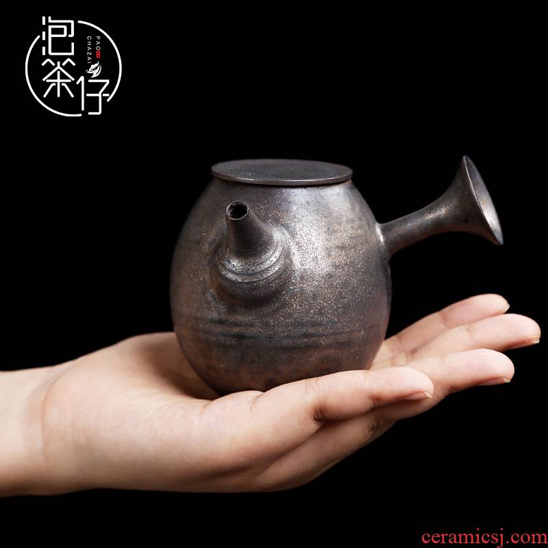 The From the coarse ceramic tea set porcelain teapot small single pot side put the pot of ceramic Japanese teapot household hand pot with one person