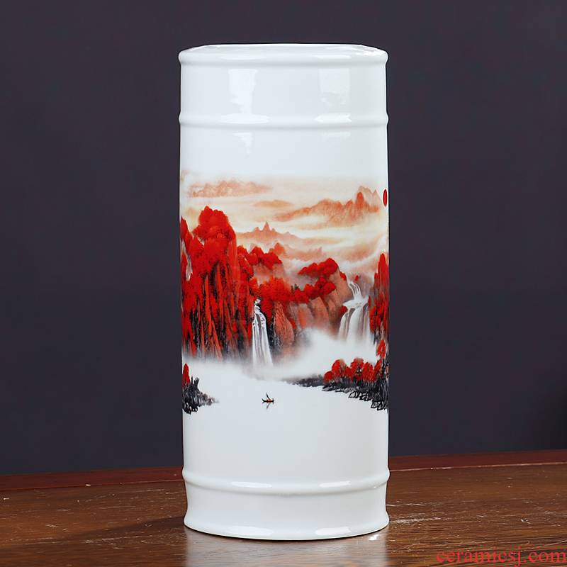 Wish lucky bamboo bamboo tube bottle ceramic vase furnishing articles sitting room flower arranging, jingdezhen household decorations arts and crafts