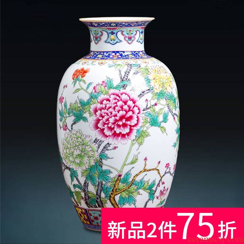 Jingdezhen ceramics ancient Chinese vase household enamel flower arrangement sitting room adornment handicraft furnishing articles
