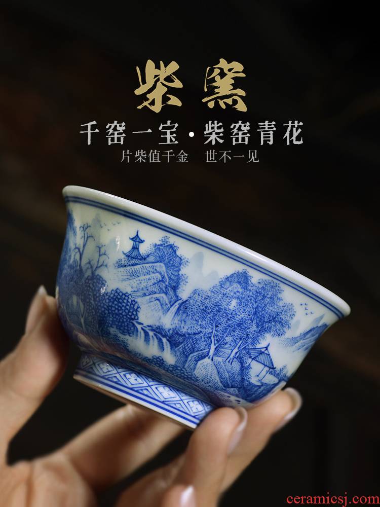 Jingdezhen blue and white maintain all hand - made tea tea master kung fu ceramic cup bowl individual special single CPU