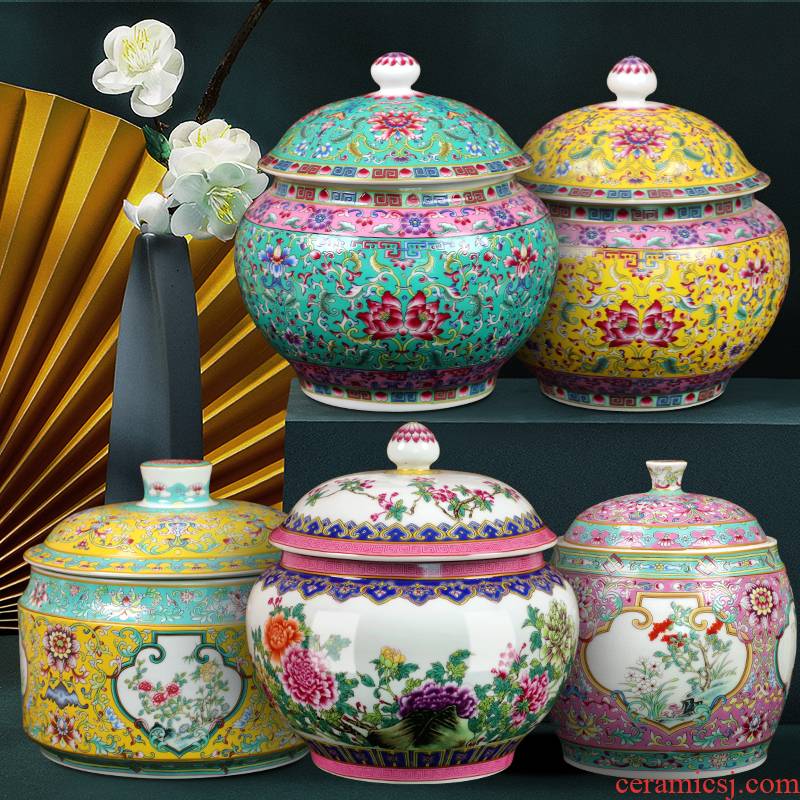 Jingdezhen ceramics archaize home tea pot with cover pu - erh tea store receive tea boxes sealed storage vessels