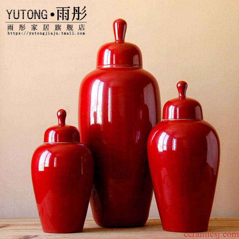 Opens to booking a soft outfit home storage tank model of jingdezhen ceramics red piece of classic adornment furnishing articles ceramics