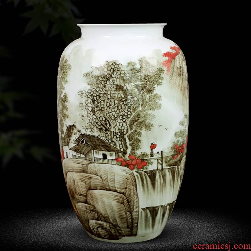 Jingdezhen ceramics of large vase furnishing articles large sitting room of Chinese style household adornment hand - made porcelain arranging flowers