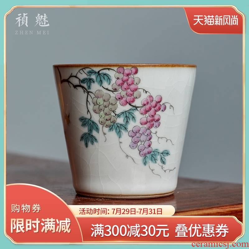 Shot incarnate your up hand - made master cup single cup grape jingdezhen ceramic kung fu tea set personal open sample tea cup