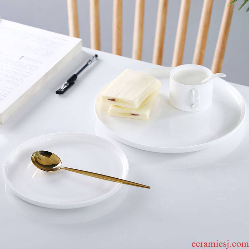 Ins wind flat ceramic plate food plate ipads China household white plate dessert plate SaPan western food steak plate