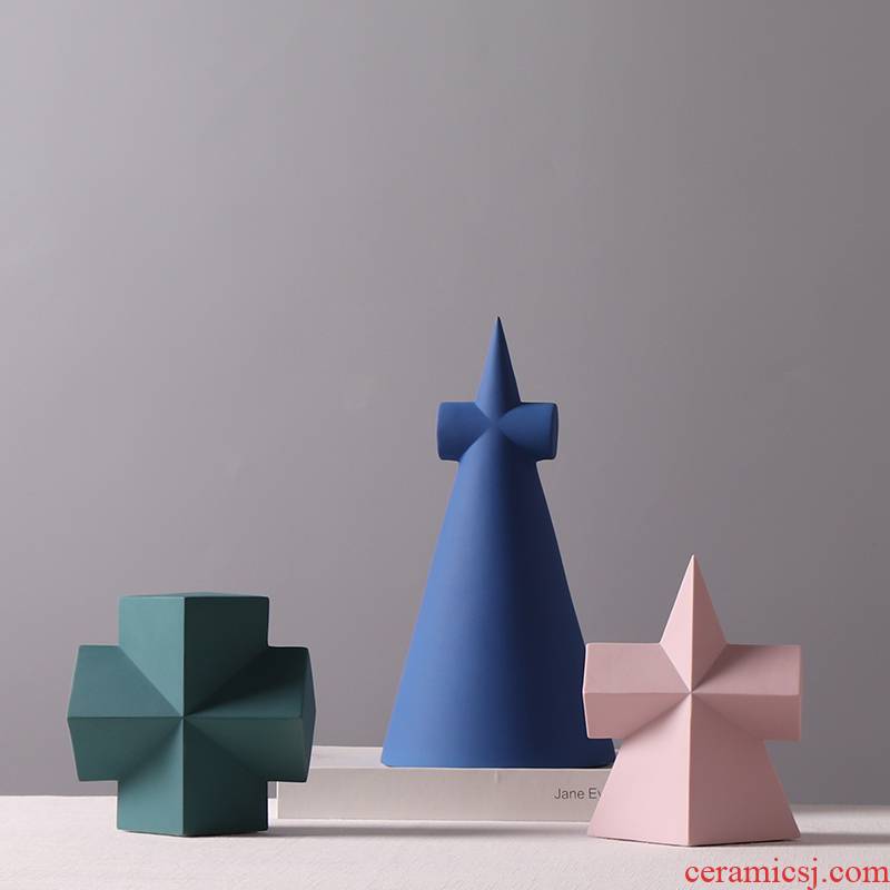 Scandinavian minimalist geometry furnishing articles creative home sitting room ark, desktop morandi color ceramic trinkets