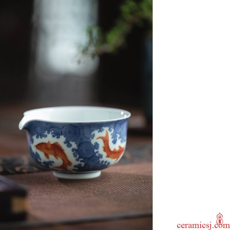 Qin Qiuyan color blue and red sea lines just a cup of pure checking porcelain of jingdezhen ceramic cups of tea ware