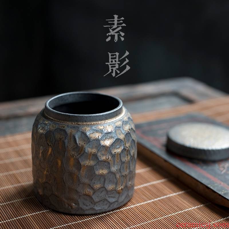 Qiao mu gold hammer tea pot ceramic seal moisture wake POTS to restore ancient ways small manual storage tanks