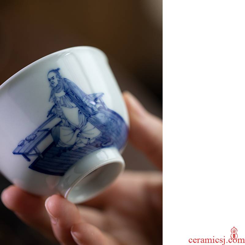 Arborist benevolence cup of jingdezhen porcelain literati small cylinder manually teacups hand - made porcelain sample tea cup