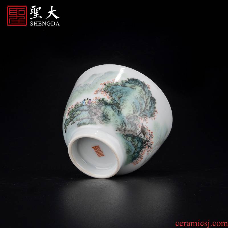 Santa jingdezhen ceramic new see colour "jiangnan clear autumn" master cup pure manual hand - made ceramic tea set sample tea cup