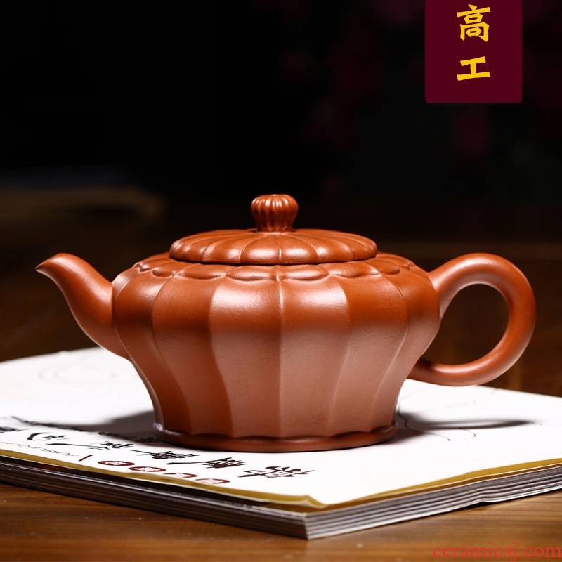 Qiao mu YM yixing undressed ore it pure manual household lotus tea kettle zhu mud prosperous time