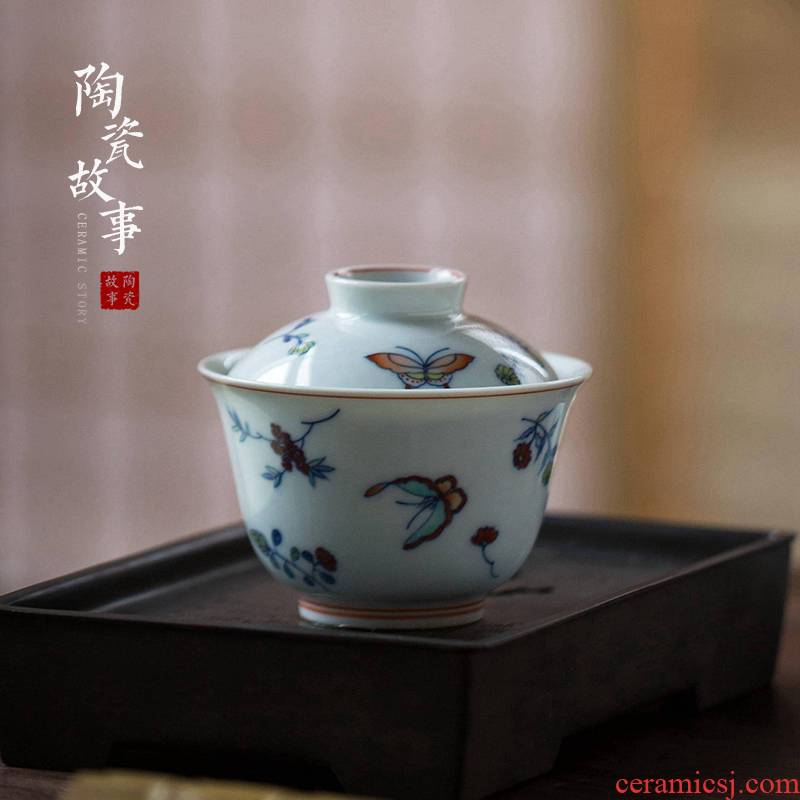 High - end checking hand - made ceramic story town tureen only three blue and white color bucket recent tureen tureen