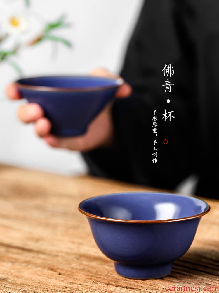 Jingdezhen ceramic masters cup single cup pure manual kung fu tea green glaze sample tea cup single hat to a cup of tea light
