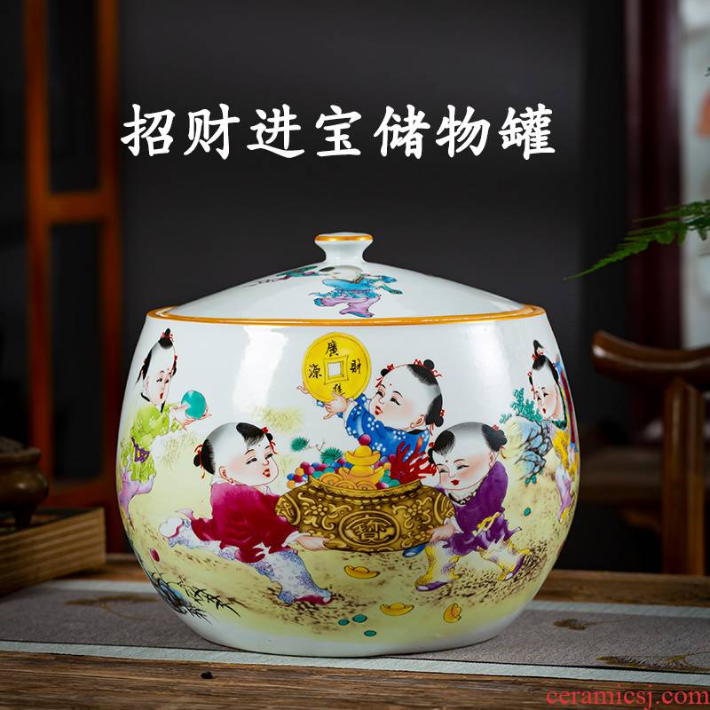 Jingdezhen ceramics caddy fixings loose tea pot a thriving business with cover seal storage tank large household moistureproof