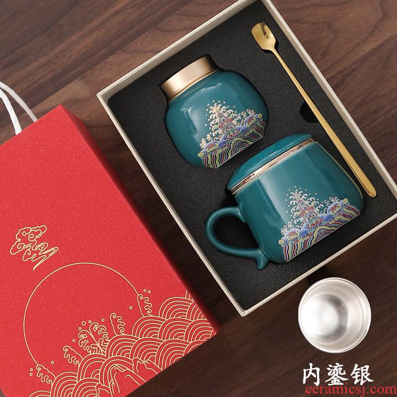 Manual coppering. As silver mugs box set water separation tank filter office cup Chinese style household ceramics