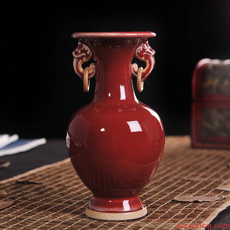Jingdezhen ceramics antique jun porcelain vase of crack modern household TV ark adornment handicraft furnishing articles in the living room