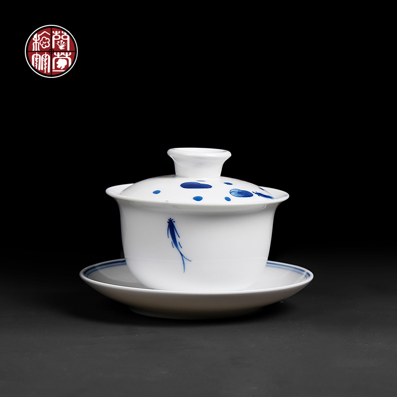 White porcelain hand - made tureen large tea bowl hand grasp at ceramic cups domestic individual operators to make tea bowl of fish